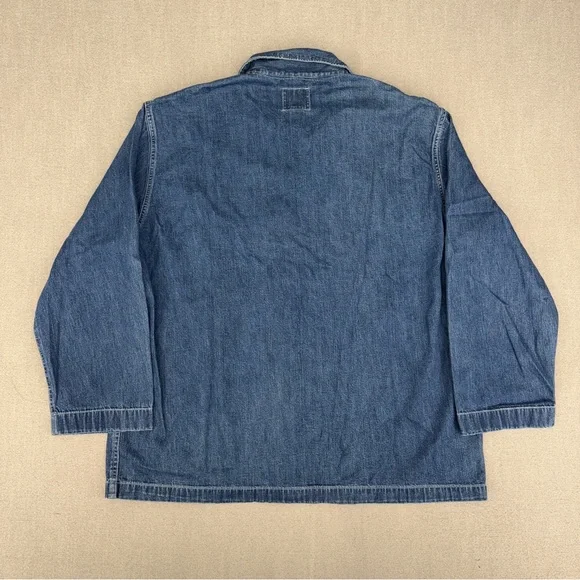 Y2K Polo Jeans Co Ralph Lauren Shacket Jacket Mens L Shirt Denim Pockets Chore - Picture 12 of 15